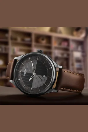 Titan Neo Economy Quartz Analog with Date Grey Dial Brown Leather Strap Watch For Men