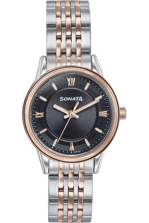 Sonata Wedding Quartz Analog Black Dial Stainless Steel Strap Watch For Women
