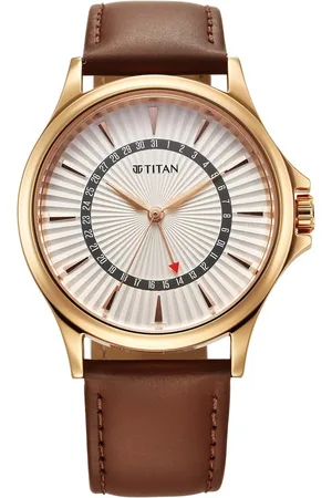 Titan Karishma Quartz Analog with Date Silver Dial Leather Strap Watch For Men