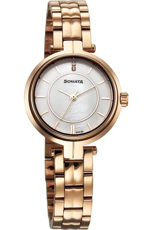 Sonata Wedding Quartz Analog Off White Dial Stainless Steel Strap Watch For Women
