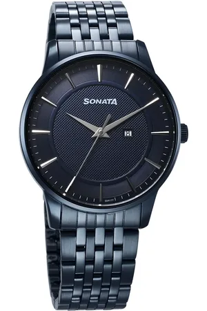 Sonata Wedding Quartz Analog Blue Dial Stainless Steel Strap Watch For Men