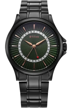 Titan Karishma Quartz Analog with Date Green Dial Stainless Steel Strap Watch For Men