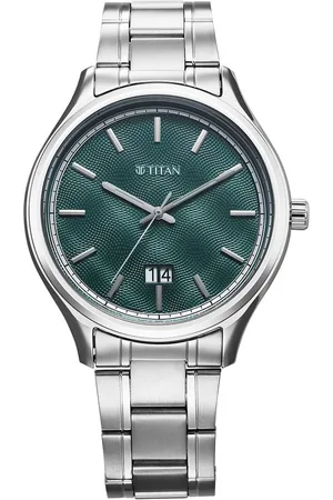 Titan Palette Of Time Quartz Analog with Date Green Dial Stainless Steel Strap Watch For Men