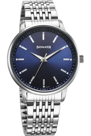 Sonata Wedding Quartz Analog Blue Dial Stainless Steel Strap Watch For Men