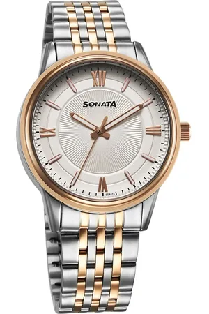 Sonata Wedding Quartz Analog Off White Dial Stainless Steel Strap Watch For Men
