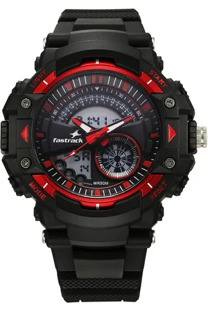 Fastrack StreetStyle Quartz Digital Black And Red Dial Black PU Strap Unisex Watch