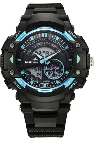 Fastrack StreetStyle Quartz Digital Black And Blue Dial Black PU Strap Unisex Watch