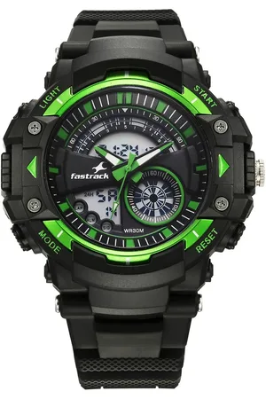 Fastrack StreetStyle Quartz Digital Black And Green Dial Black PU Strap Unisex Watch