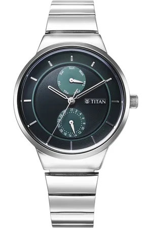 Titan Neo Multifunction Green Dial Silver Color Stainless Steel Strap Watch For Women