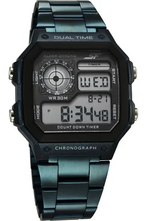 Sonata Hexa Digital Black Dial Blue Color Stainless Steel Strap Watch For Unisex