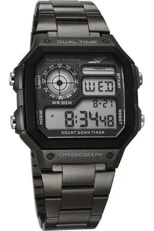Sonata Hexa Digital Black Dial Grey Color Stainless Steel Strap Watch For Unisex