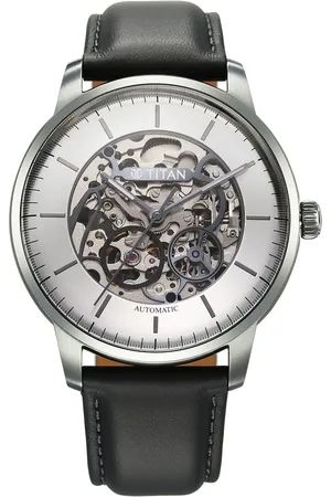 Titan Automatic Color Upgrade Silver Dial Grey Leather Strap Watch For Men