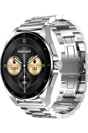 Fastrack Radiant FX1 Luxury Metal Smartwatch with 3.6 cm AMOLED Display, SingleSync BT Calling, Functional Crown - Steel