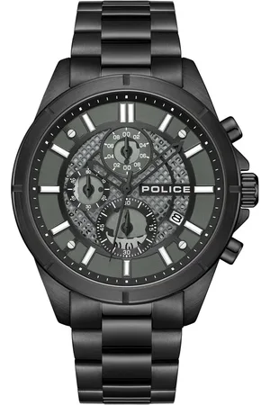 Police Chronograph Black Dial Black Color Stainless Steel Strap Watch For Men