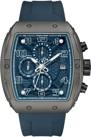 Police Chronograph Blue Dial Blue Color Silicone Strap Watch For Men