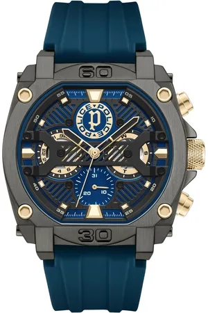 Police Multifunction Blue Dial Blue Color Silicone Strap Watch For Men