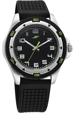 SF Sporty Analogs Quartz Analog Black Dial Black Plastic Strap Watch For Men