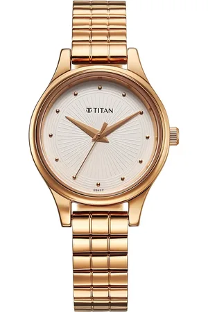 Titan Karishma Quartz Analog Off White Dial Rose Gold Stainless Steel Strap Watch For Women