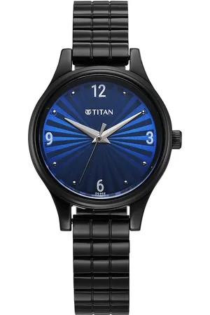 Titan Karishma Quartz Analog Blue Dial Black Stainless Steel Strap Watch For Women