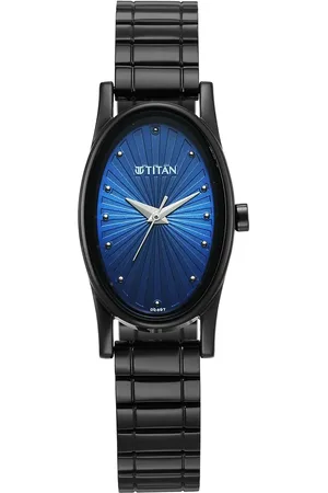 Titan Karishma Quartz Analog Blue Dial Black Stainless Steel Strap Watch For Women