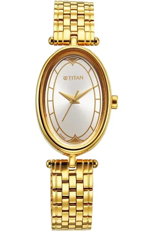 Titan Karishma Quartz Analog Silver Dial Golden Stainless Steel Strap Watch For Women