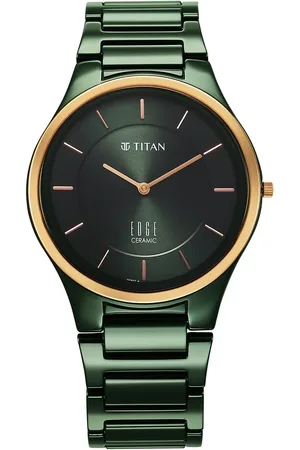Titan Edge Bicolour Quartz Analog Green Dial And Green Ceramic Strap Watch For Men