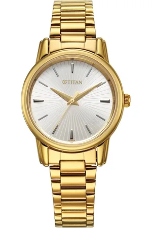 Titan Karishma Quartz Analog Silver Dial Golden Stainless Steel Strap Watch For Women