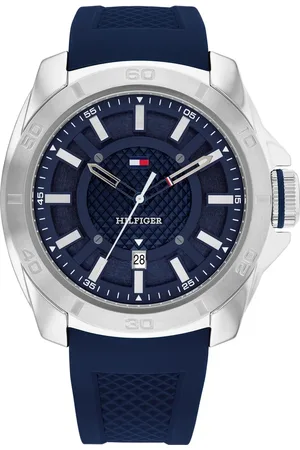 Tommy Hilfiger Quartz Analog with Date Blue Dial Blue Silicone Strap Watch for Men