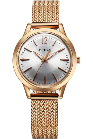 Titan Timeless Urban Quartz Analog Silver Dial Metal Strap Watch For Women