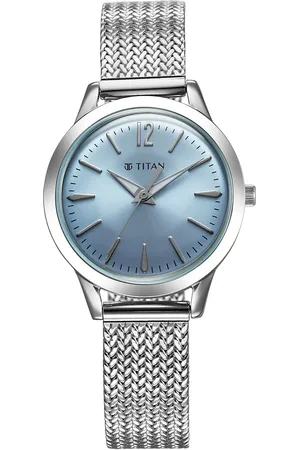 Titan Timeless Urban Quartz Analog Blue Dial Metal Strap Watch For Women