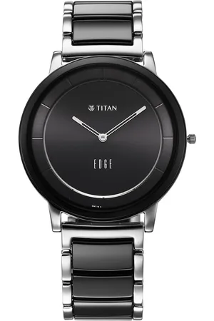 Titan Edge Fusion Quartz Analog Black Dial Two Toned Steel & Ceramic Strap Watch for Men