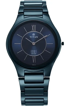 Titan Edge Ceramic Quartz in Glossy Electric Blue Dial Watch for Men