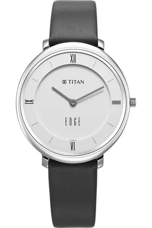 Titan Edge Quartz Analog Grey Dial Grey Leather Strap Watch For Women