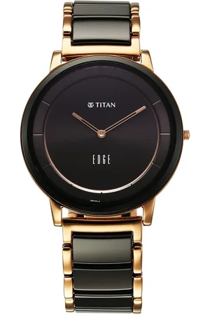 Titan Edge Fusion Quartz Analog Black Dial Black Steel & Ceramic Strap Watch for Men