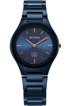 Titan Edge Ceramic Quartz in Atlantic Blue Dial Watch for Women