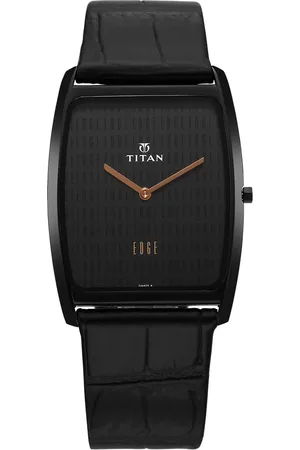 Titan Edge Black Dial Analog Leather Strap watch for Men