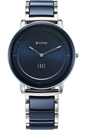 Titan Edge Fusion Quartz Analog Blue Dial Blue Steel & Ceramic Strap Watch for Men