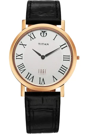 Titan Edge Quartz Analog White Dial Black Leather Strap Watch For Men