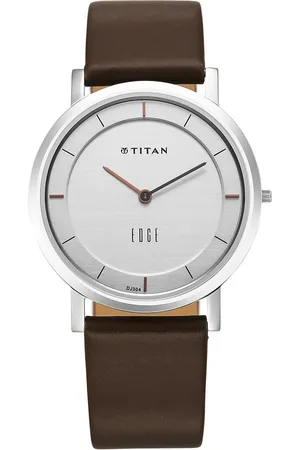 Titan Edge Silver Dial Analog Stainless Steel Leather Strap Watch for Men