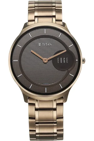 Titan Edge Slim Stainless Steel Strap Brown Dial Analog Watch for Men