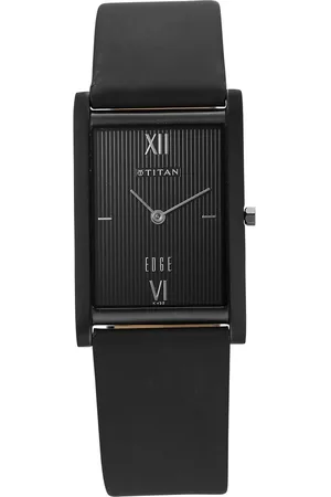 Titan Edge Quartz Analog Black Dial Leather Strap Watch for Men