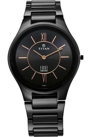 Titan Edge Ceramic Quartz in Rich Black Dial Watch for Men