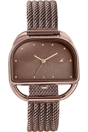 Fastrack Style Up Quartz Analog Brown Dial Brown Stainless Steel Strap Watch For Girls