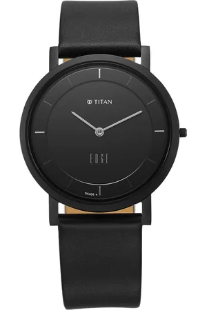 Titan Edge Black Dial Quartz Leather Strap Watch for Men