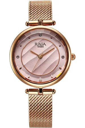 Titan Raga Showstopper Quartz Analog Pink Dial Metal Strap Watch For Women