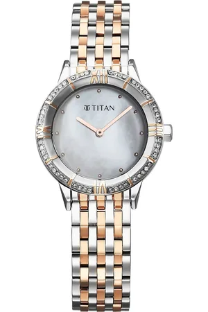 Titan Glamour Quartz Analog Mother Of Pearl Dial Two Toned Stainless Steel Strap Watch For Women