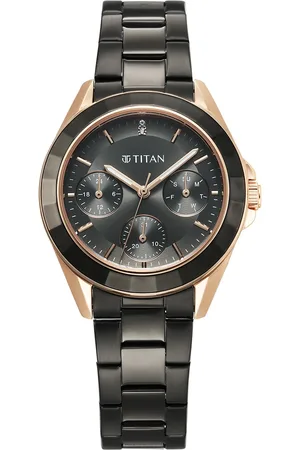 Titan Glamour Quartz Multifunction Grey Dial Grey Stainless Steel Strap Watch For Women