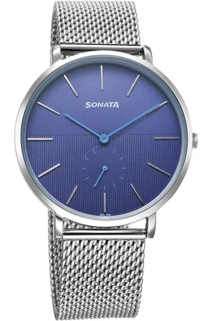 Sonata Ascent Quartz Analog Blue Dial Stainless Steel Strap Watch For Men