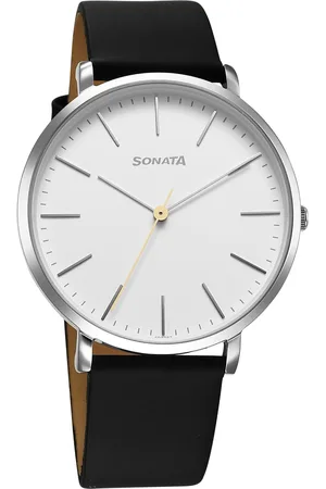 Sonata Ascent Quartz Analog White Dial Leather Strap Watch For Men