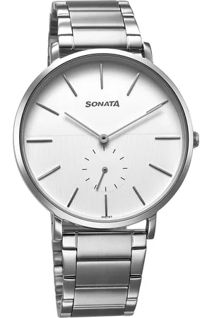 Sonata Ascent Quartz Analog White Dial Stainless Steel Strap Watch For Men